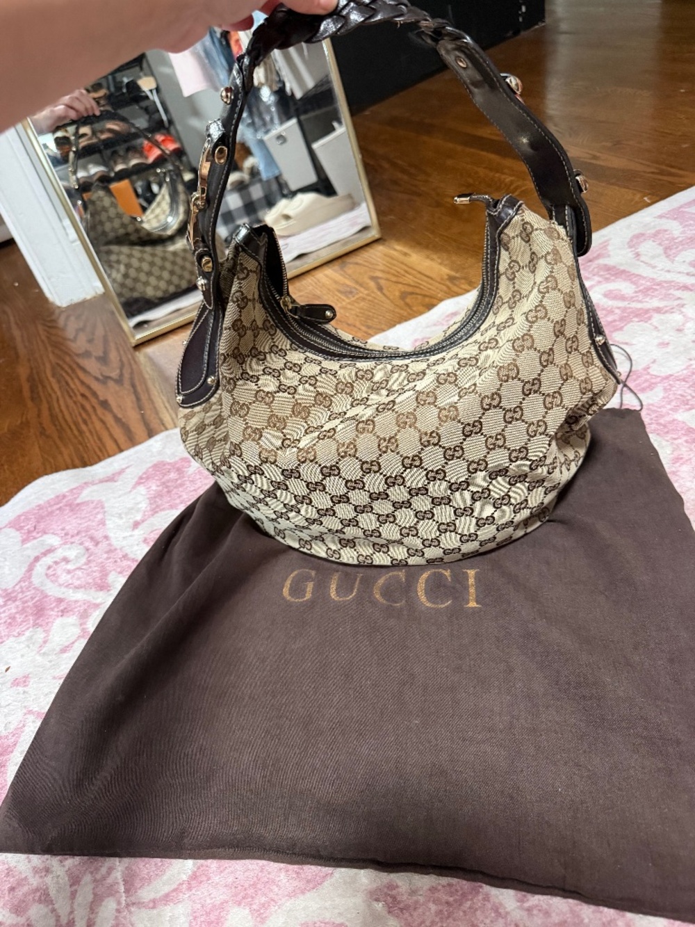 GG canvas Gucci Hobo Braided shoulder bag